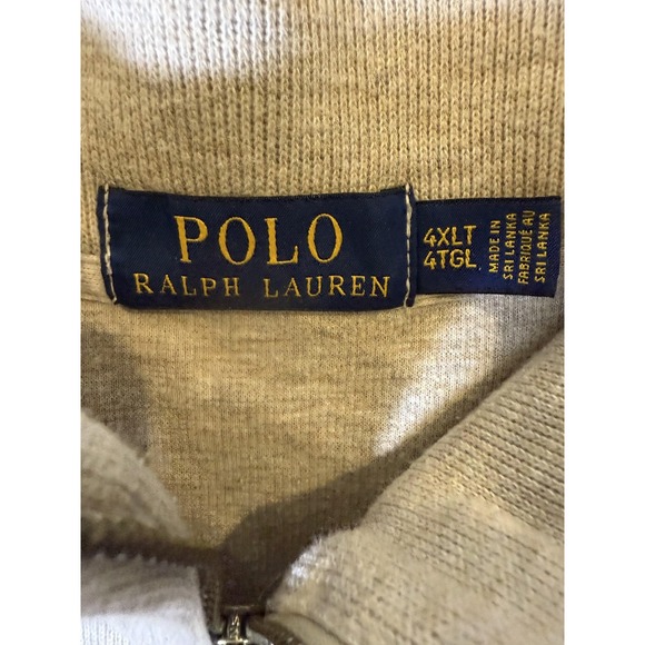 Polo Ralph Lauren Sweater Mens 4XLT Beige Quarter Zip Mock Neck Big Tall - Picture 4 of 8